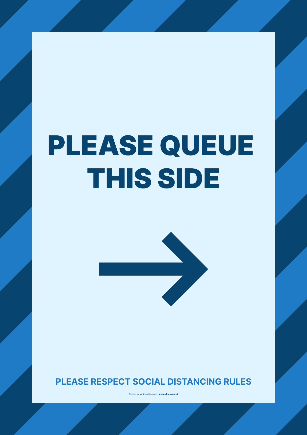 COVID-19 Social disatncing poster - Queue right