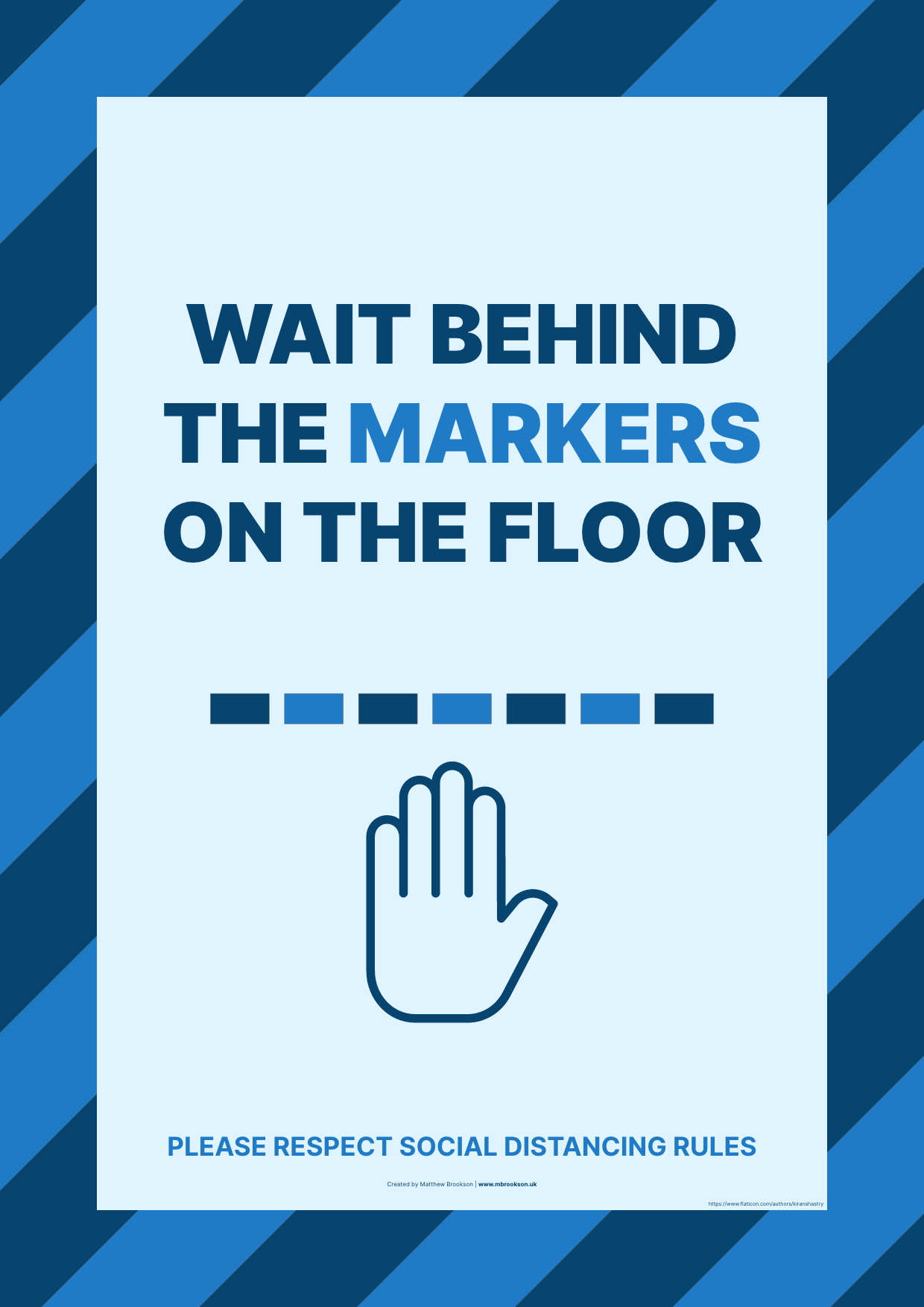 COVID-19 Social disatncing poster - Wait behind markers